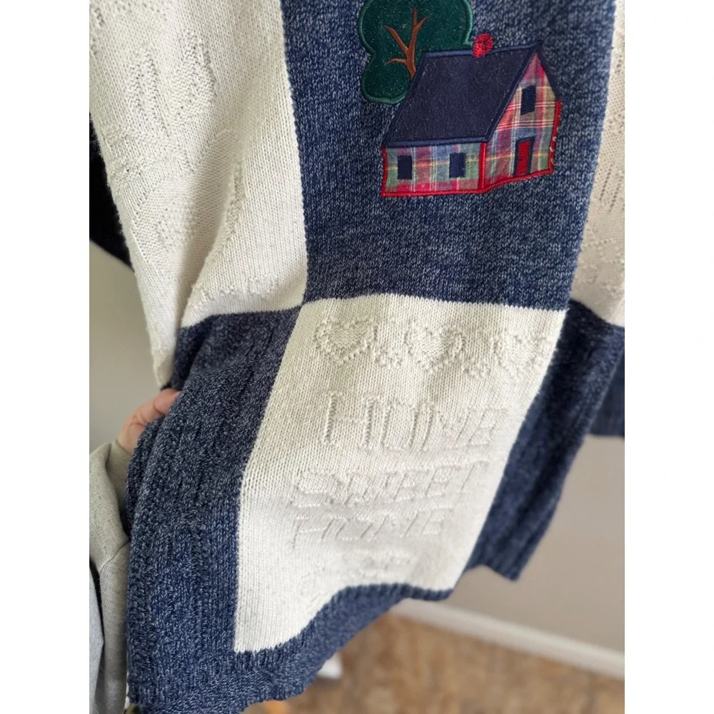 VTG Cottagecore patchwork embroidered sweater